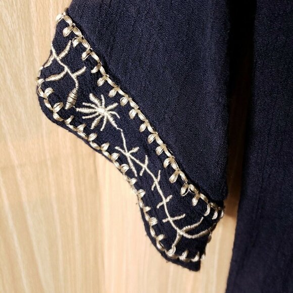 Lineas  Boho Gauzy Navy 3/4 Sleeve Tunic Small - Picture 4 of 7